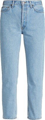 Dusty Pink Tate High-Rise Straight-Leg Crop Jeans