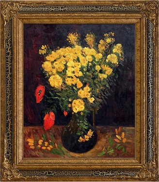 Overstock Art Vase With Viscaria Poppy Flowers Framed Oil Reproduction Of An Original Painting By Vincent Van Gogh