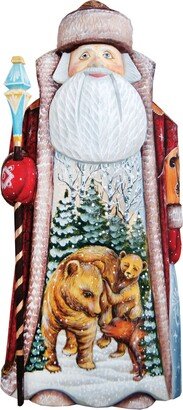 G.DeBrekht Woodcarved Hand Painted Waking Grizzlies Santa Figurine