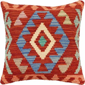 Boho Chic Krause Turkish Hand-Woven Kilim Pillow - 18'' x 18''