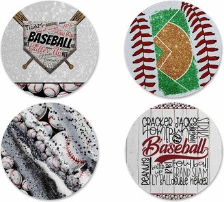 Baseball Theme Coasters, Coaster Set, Gift, Table Decor, Sports Coasters Set