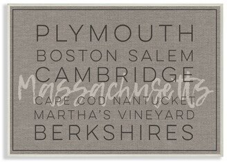Massachusetts Berkshires Boston Salem Typography Wall Plaque Art, 10 x 15