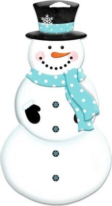 12H X 6.5L Embossed Snowman W/Scarf, Metal Snowman Wreath Attachment