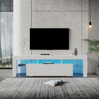 Modern TV Stand with Remote Control Lights and 2 Drawers