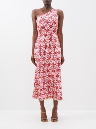 Justine One-shoulder Starfish-print Silk Dress