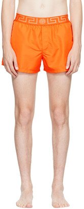 Orange Greca Swim Shorts