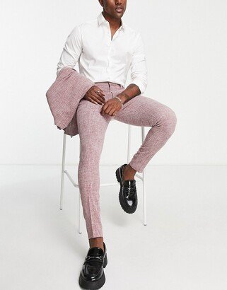 wedding super skinny suit pants in burgundy crosshatch