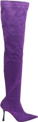 Stretch Glitter Over-the-knee Boots Knee Boots Purple