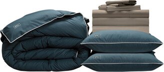 Pillow Guy Classic Cool & Crisp 100% Cotton Percale, Down-Alternative Perfect Bedding Bundle