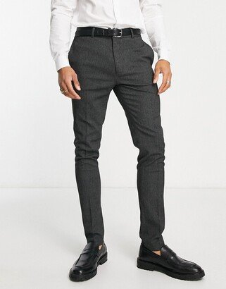 wedding skinny suit pants in micro texture in black