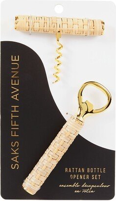 Saks Fifth Avenue Made in Italy Saks Fifth Avenue Women's 2-Piece Rattan & Brass Bottle Opener Set