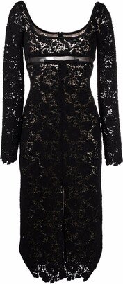 Long-Sleeved Lace Midi-Dress