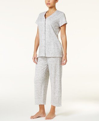 Short Sleeve Top and Capri Pant Cotton Pajama Set, Created for Macy's