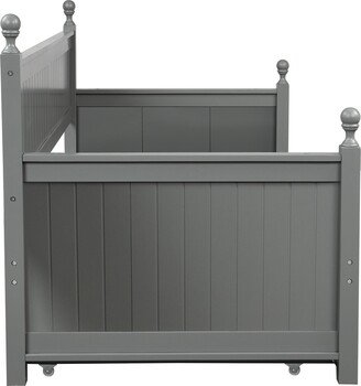 GEROJO Rustic Solid Wood Daybed with Twin Size Trundle, Twin Size, Dark Grey