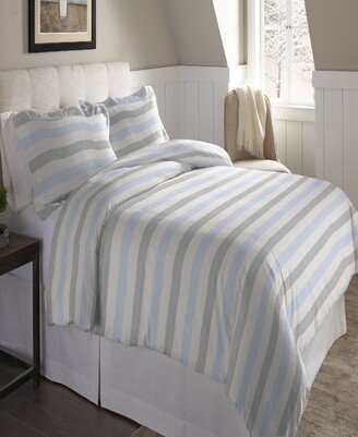 Savannah Stripe Superior Weight Cotton Flannel Duvet Cover Set, Twin/Twin Xl