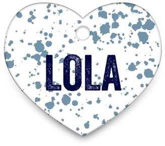 Pet Tags: Playful Splatter Heart Pet Tag, Blue