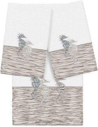 White/Gray Sofia 3-Piece Embellished Towel Set