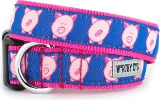 The Worthy Dog Wilbur Pig Dog Collar - Navy - XL