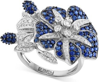 Sapphire (1-7/8 ct. t.w.) & Diamond (3/8 ct. t.w.) Flower Ring in 14k White Gold