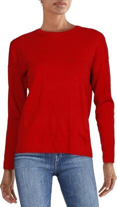 Petites Womens Knit Crew Neck Pullover Sweater