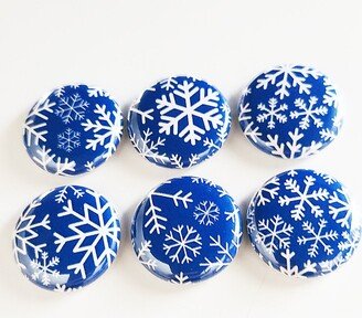 Snowflakes Magnet Set Color Choice Holiday Christmas Stocking Stuffer Party Favor Home Decor Housewarming New Year Neutral Seasonal Winter