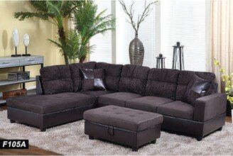 LifeStyle Furniture Mason 104Wide 3-Pieces Sectional Sofa Set,Espresso