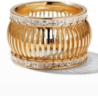 L'atelier Nawbar Yellow Gold Caged Pinky Ring with Baguette Diamonds