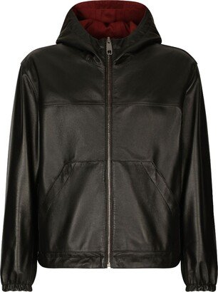 Reversible Wool/Leather Hooded Jacket