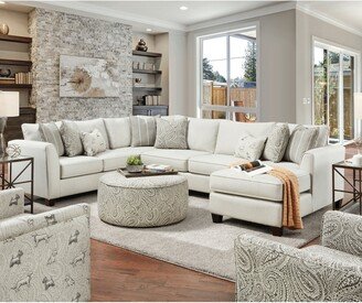 Restian Transitional Ivory Chenille Sectional