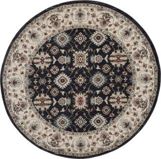 Lyndhurst Navy and Creme 7' x 7' Round Area Rug