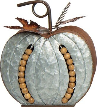 Metal 12In Grey Harvest Beaded Pumpkin-AA