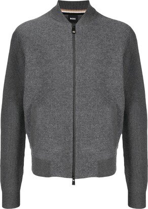 Zip-Up Panelled Cardigan-AA