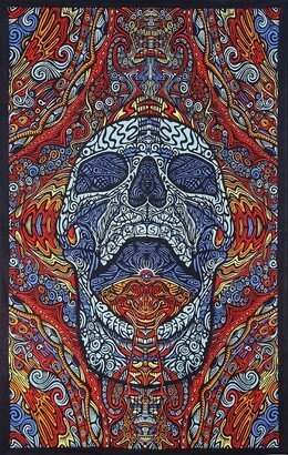 Handmade 100% Cotton 3D Mindful Skull Tapestry Tablecloth Beach Sheet 60x90