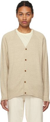 Beige Y-Neck Cardigan-AA