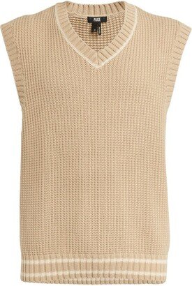 Cotton Waffle-Knit Sweater Vest