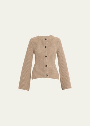 Rasa Cashmere Ribbed Button-Front Cardigan