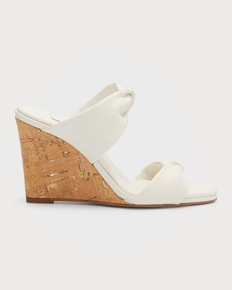 Twisted Leather Wedge Sandals