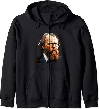 Fyodor Dostoevsky Art Style Designs For Historians Fyodor Dostoevsky Low Poly Art Zip Hoodie