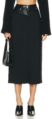 Garter Midi Skirt in Black