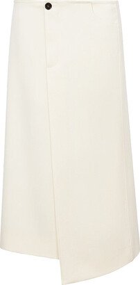 Wool Twill Midi Skirt