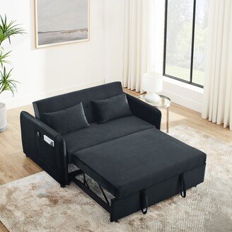 NINEDIN 54Convertible Sofa Bed, Velvet Sleeper Couch Pull-Out Bed