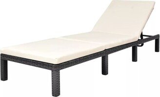 Sun Lounger with Cushion Poly Rattan Black-AA