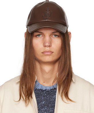 Brown Anchor Leather Cap