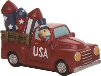 Resin 6.25 Red Patriotic Americana Vehicle Figurine - N/A