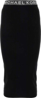 Logo Tape Stretch Midi Skirt