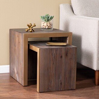 Set of 2 Vensle Reclaimed Wood Nested Accent Tables Natural - Aiden Lane