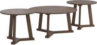 Furniture Calvin Natural Walnut 3-piece Round Occasional Table Set