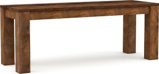 24/7 Shop at Home Alper Farmhouse Solid Wood Bench with Square Post Legs for Dining