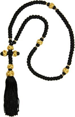 Prayer Rope 100 Knots in Black & Gold Color For Hand Prayers - Rosary Hands Prayer Komboskini Oblation