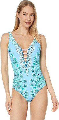 Jaspen One-Piece (Frenchie Blue Mosaic Shells) Women's Swimsuits One Piece